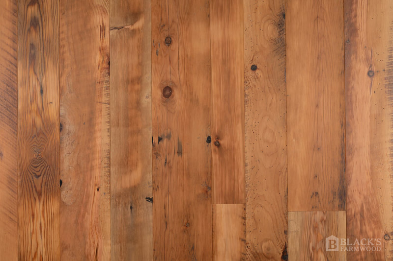Antique tobacco barn pine reclaimed wood flooring close up