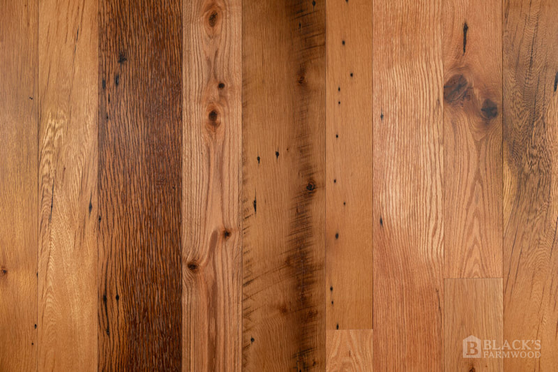 antique select tobacco barn oak reclaimed wood flooring close up