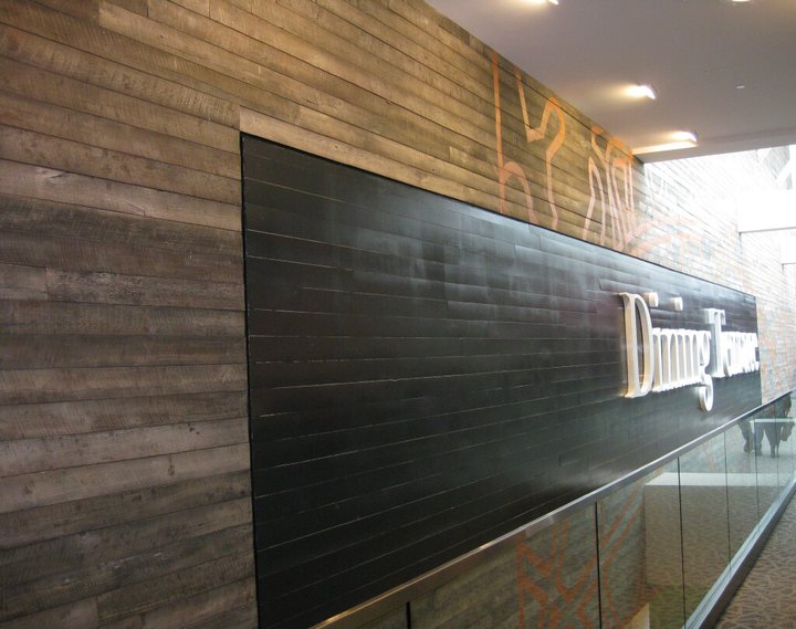 Reclaimed Wire Brushed Tobacco Barn Oak Wall Paneling interior Westfield Mall